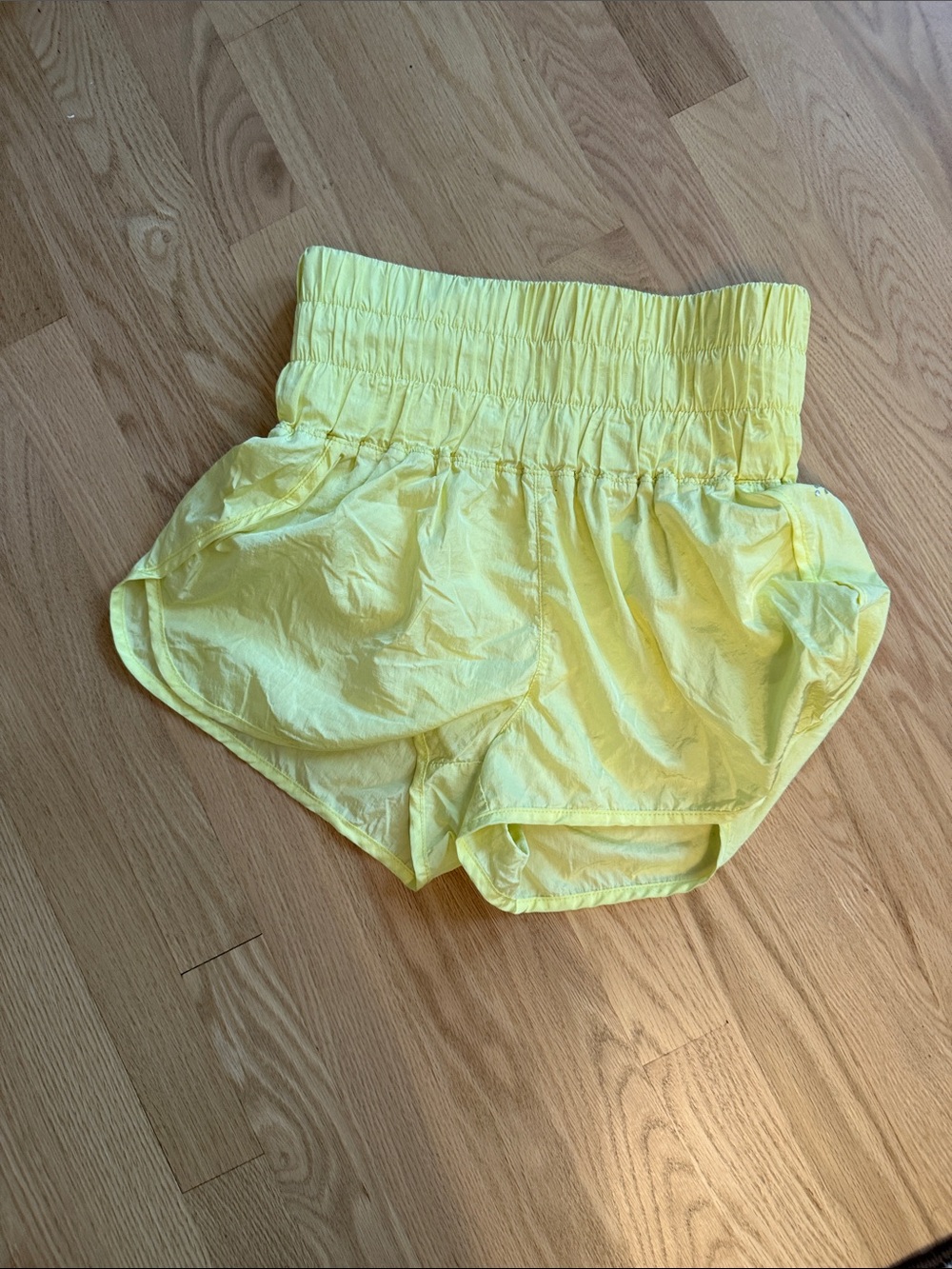 Free People Yellow High-Waist Elastic Shorts